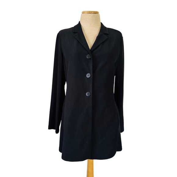 Eileen Fisher Women's Medium Black Button-Up Blazer Jacket - Picture 1 of 11